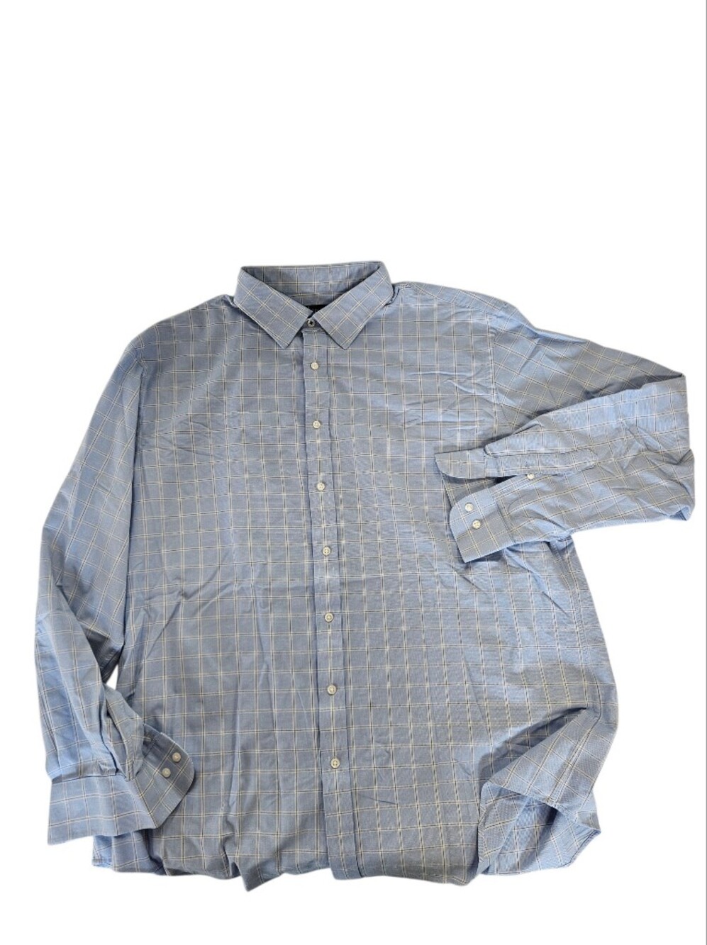 Nordstrom Tech Smart Light Blue Windowpane Dress Shirt Button Up 17 1/2